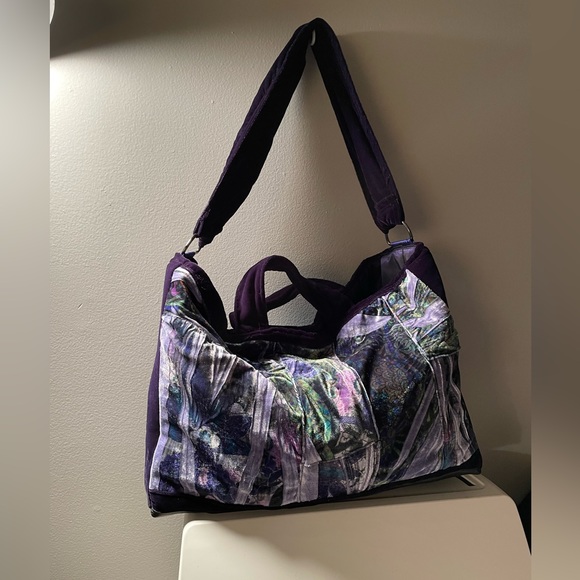 NEW BLUE PURPLE Two-sided Velvet Bag, Tote, Patchwork, Burnout, Shoulder, Boho - Picture 2 of 12